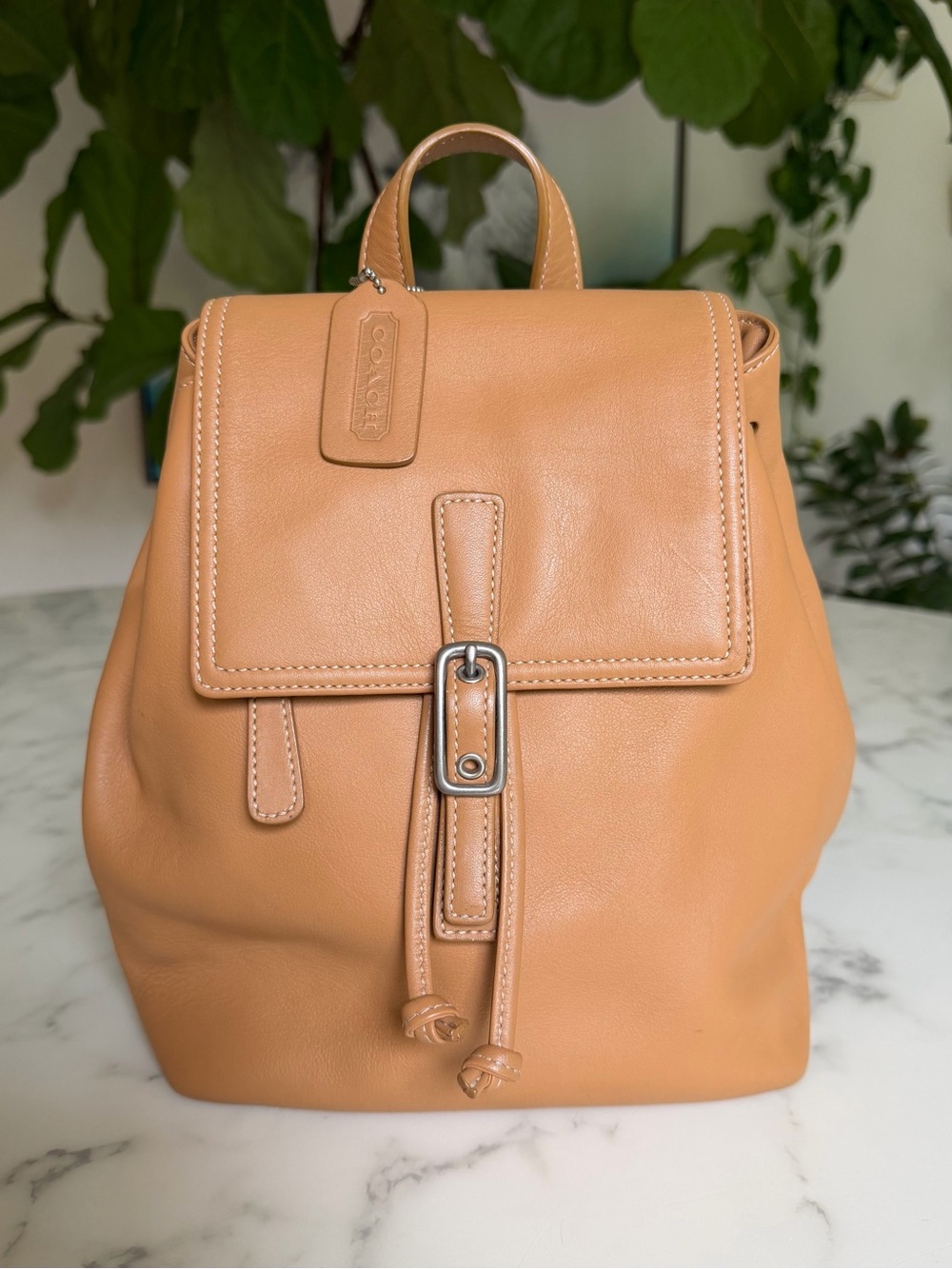 Coach Vintage Legacy West Small Backpack 9858 Camel Nickel Daypack 90's Y2K